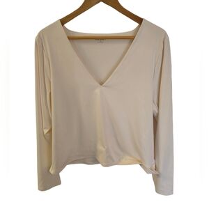 NWT Old Navy Women's Deep V Neck Long Sleeve Double Layer  Top Size XXL Cream